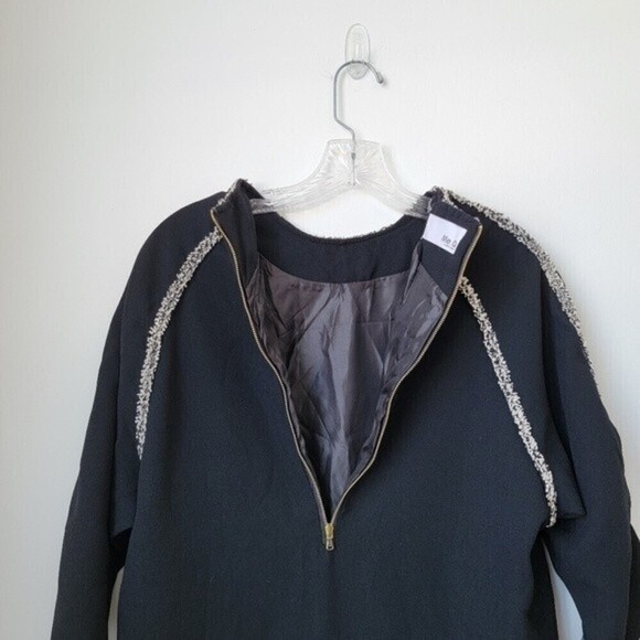 KOREAN BRAND Work Dress 3/4 Sleeves Black Tweed Trim Size Large - Picture 9 of 11